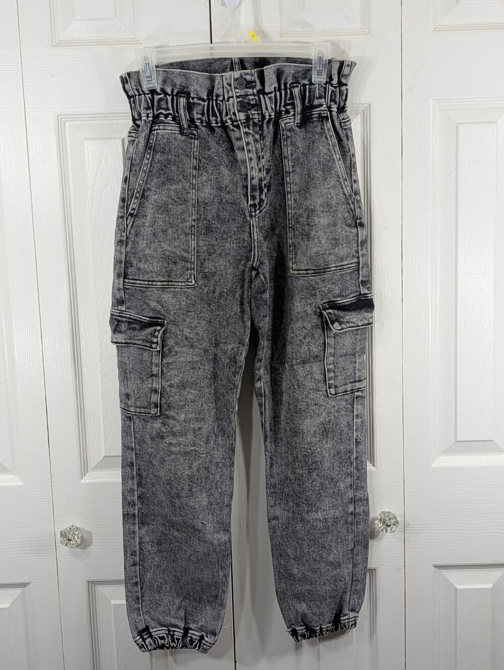 KanCan: High Waist Charcoal Acid Wash Paperbag Jogger Jeans - Size 5/26